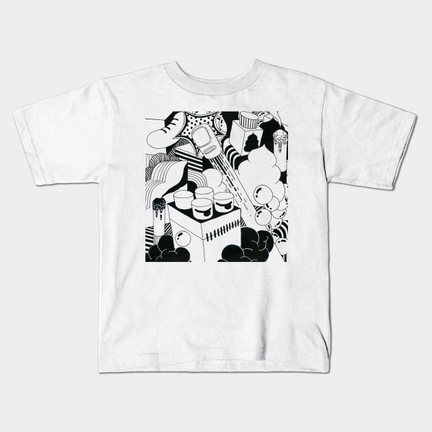 TOY DREAM_Black and White Kids T-Shirt by ADEHLALEE